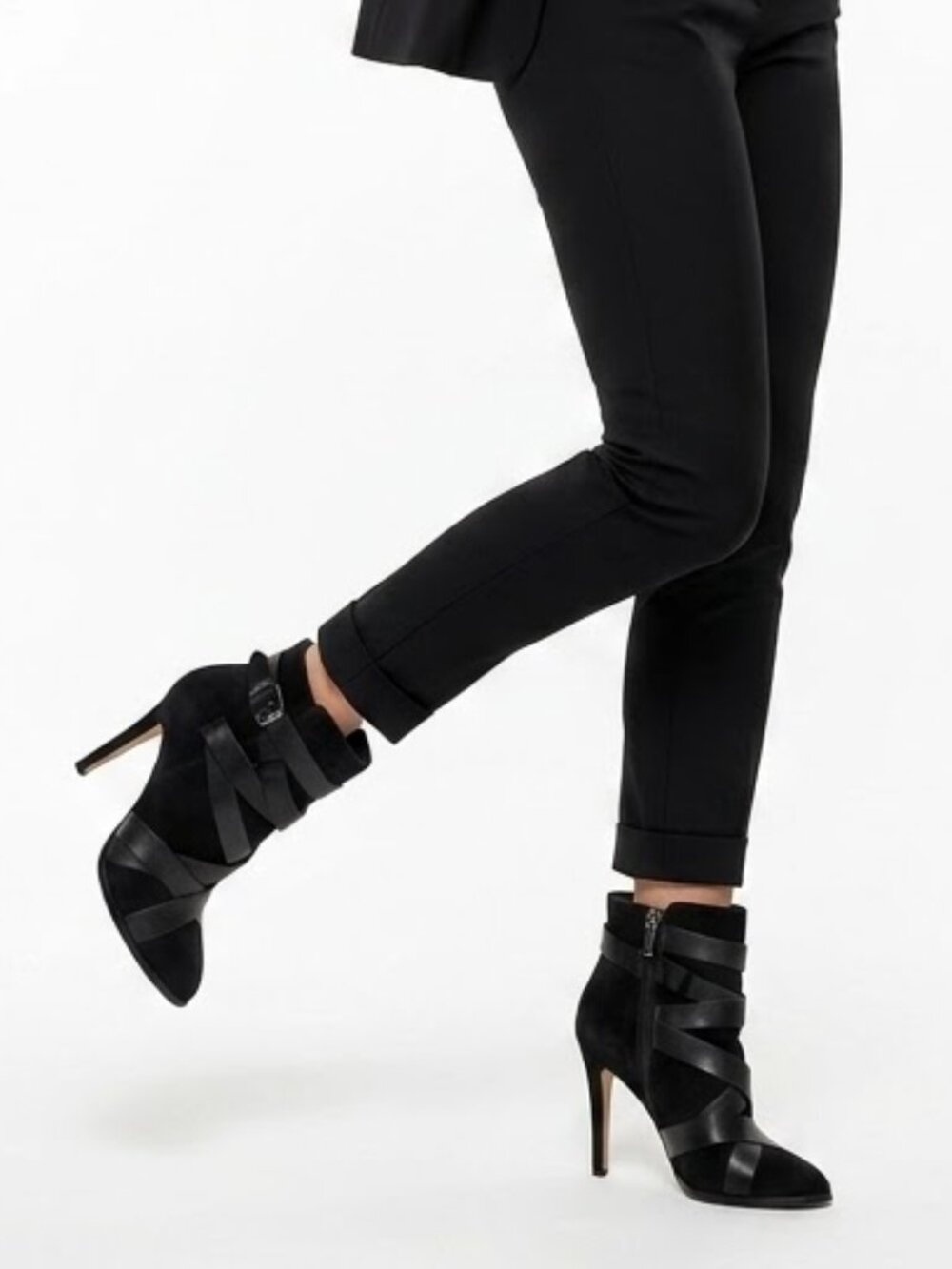 Sam Edelman Navy Suede Strappy Stiletto Ankle Booties Size 6.5